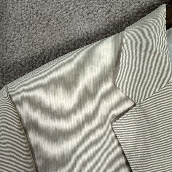 Hugo Boss Sharp1 Blazer Sport Coat‎ Mens 40 Long Tan Stretch Pinstriped Jacket - Picture 4 of 15